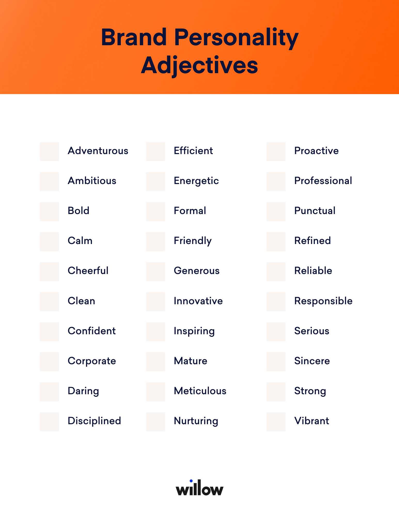 Brand personality adjectives