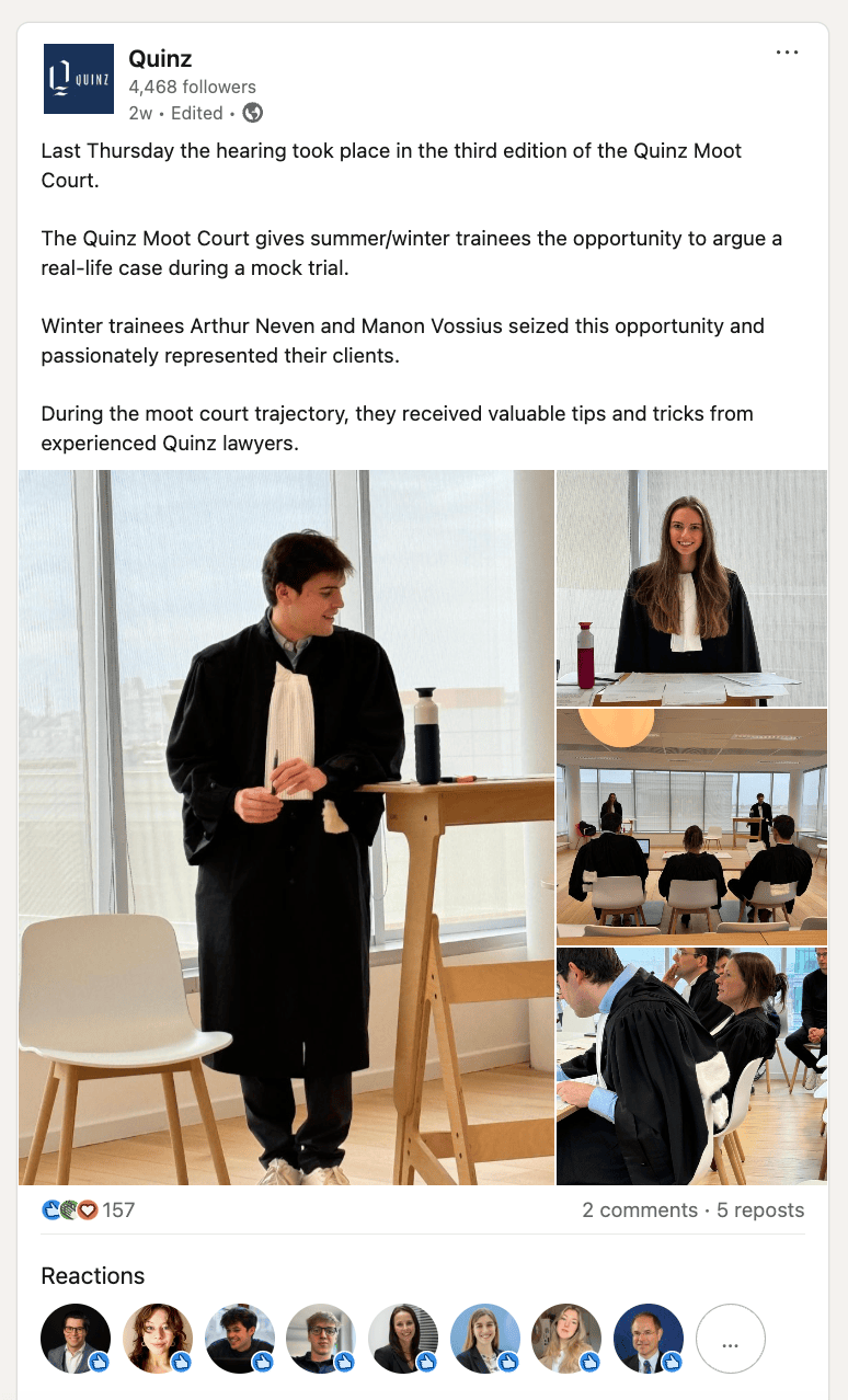 social media post about a moot court