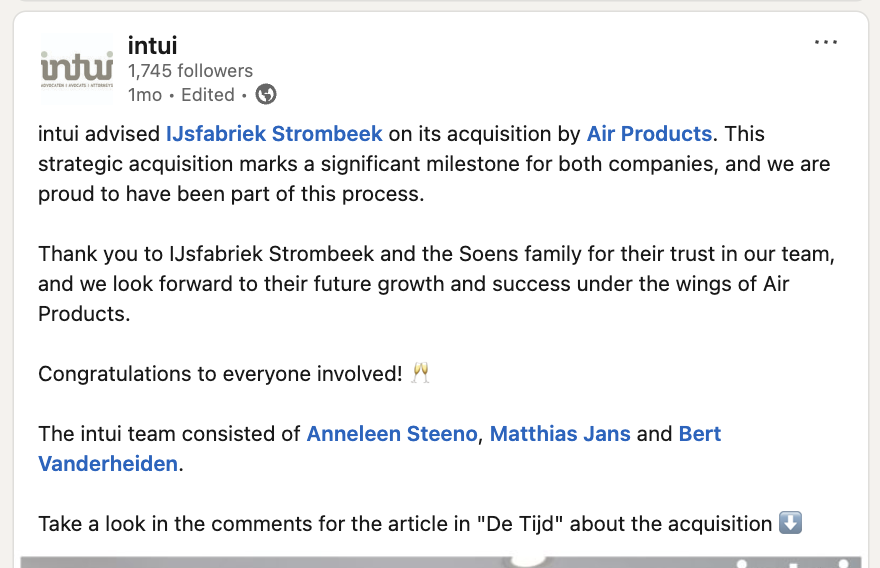 Intui share a successful collaboration on LinkedIn