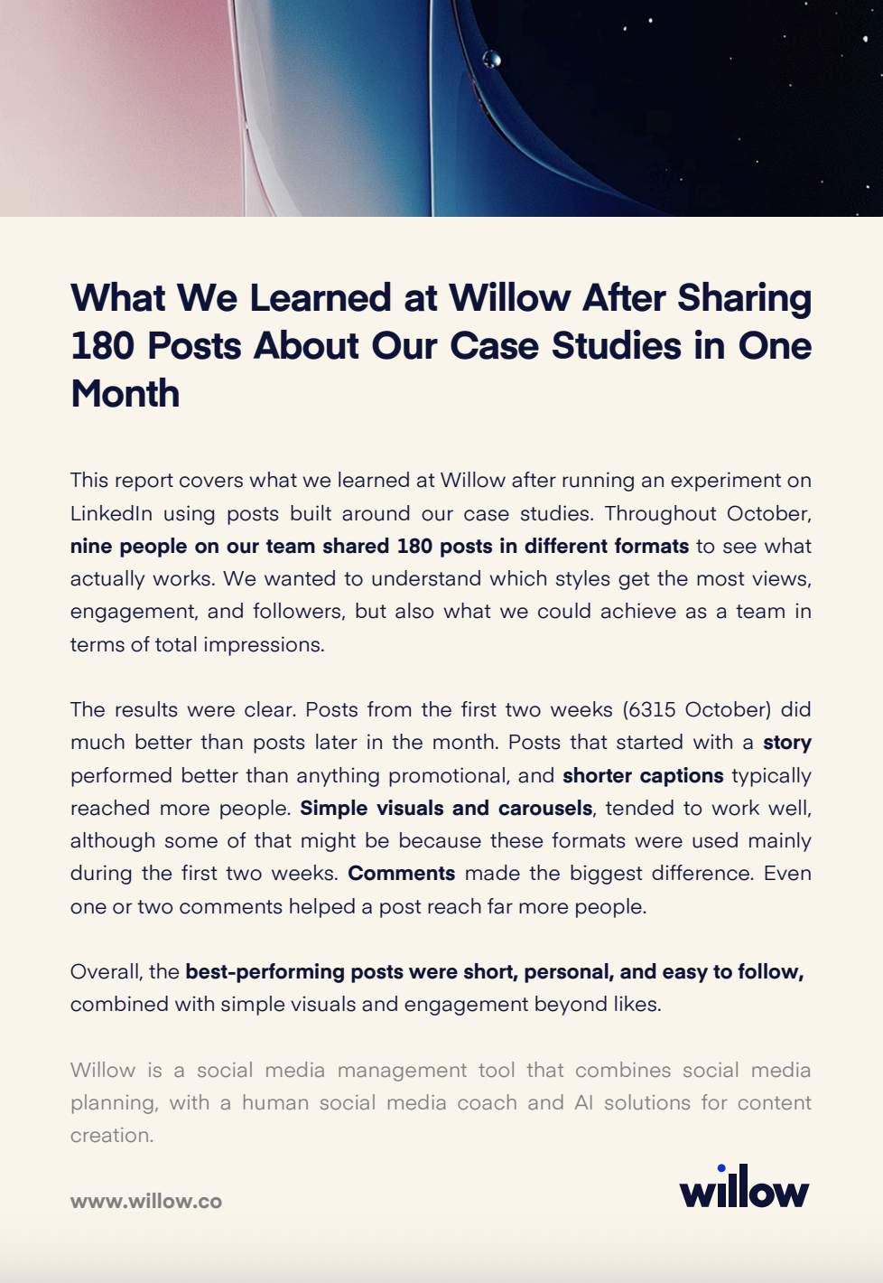front page of the case study experiment report