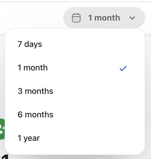 Selecting reporting period in Willow Analytics